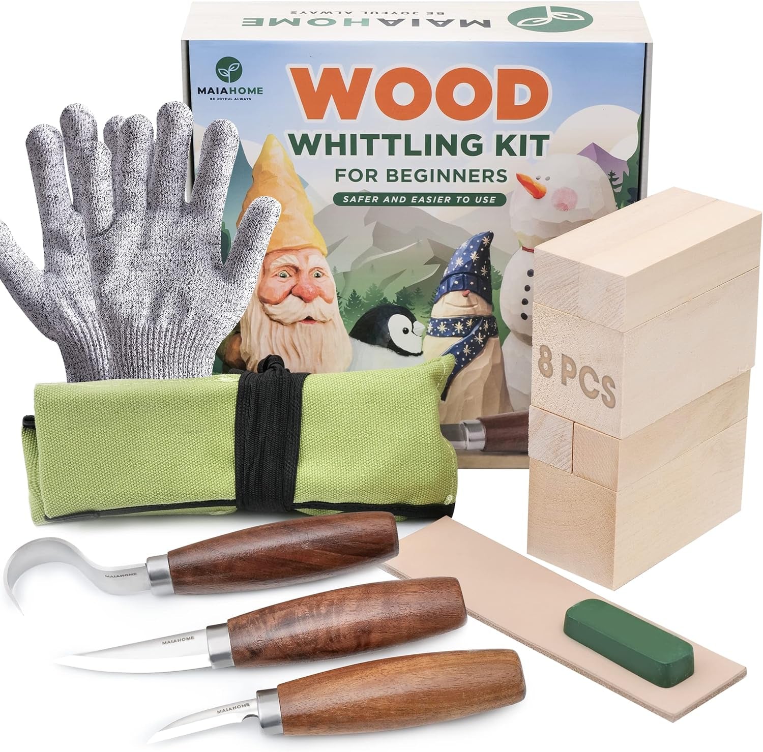 Whittling Kit for Beginners Includes 8-Basswood Wood Carving